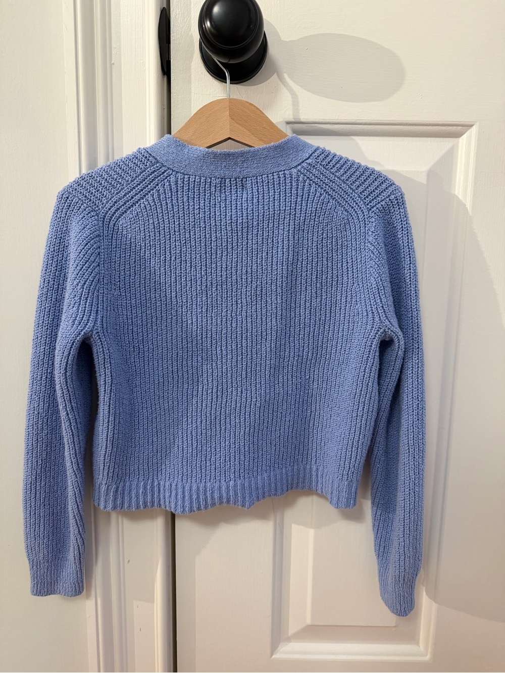 J. Crew Factory Blue Ribbed V-Neck Button Cardigan - Picture 5 of 6